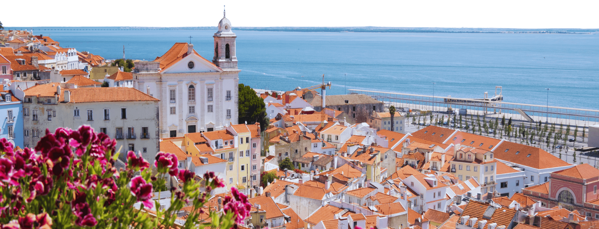 Aerial view of a coastal Lisbon neighborhood