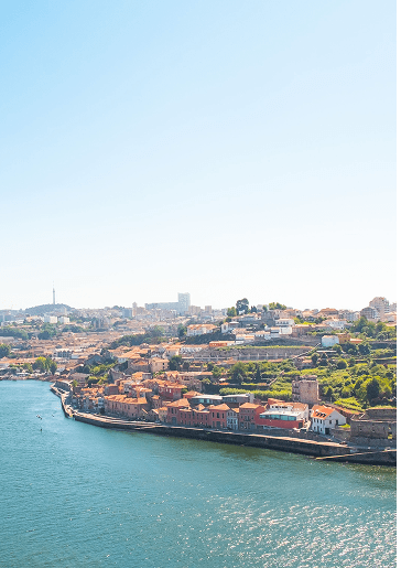 Coastal city and river