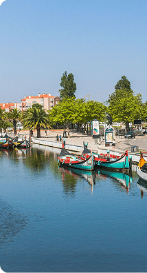Canal lined with colorful boats